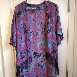 Purple Hot Topic Tie Dye Fringe Kimono